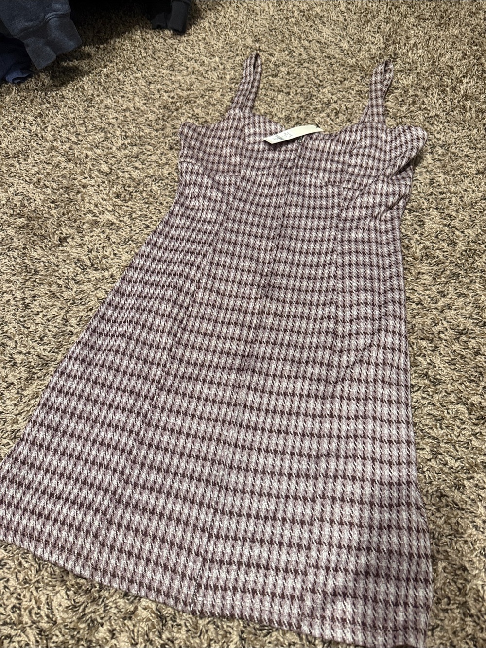 Francesca's Collections Pink Plaid Knit Mini Dress